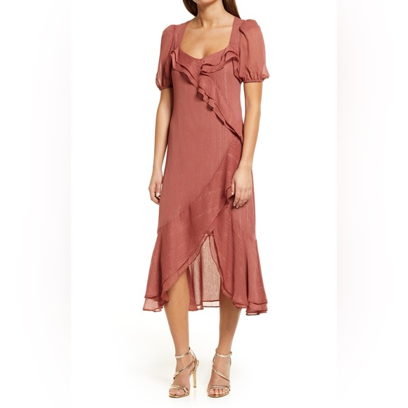 Charles Henry Ruffle Midi Dress in Mauve - XS - Picture 2 of 10